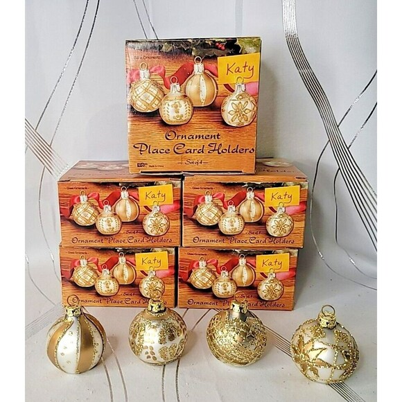 20 Giftco Christmas Holiday Glitter Ornament Place Card Holders 2" Tall w Boxes